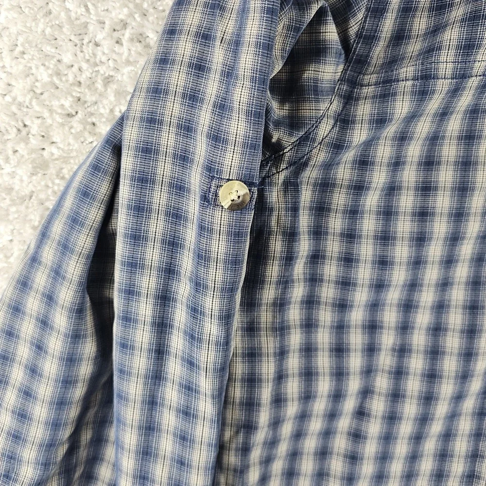 Vintage The North Face Hiking Button Up Plaid Front Zip Pocket Shirt Mens Large